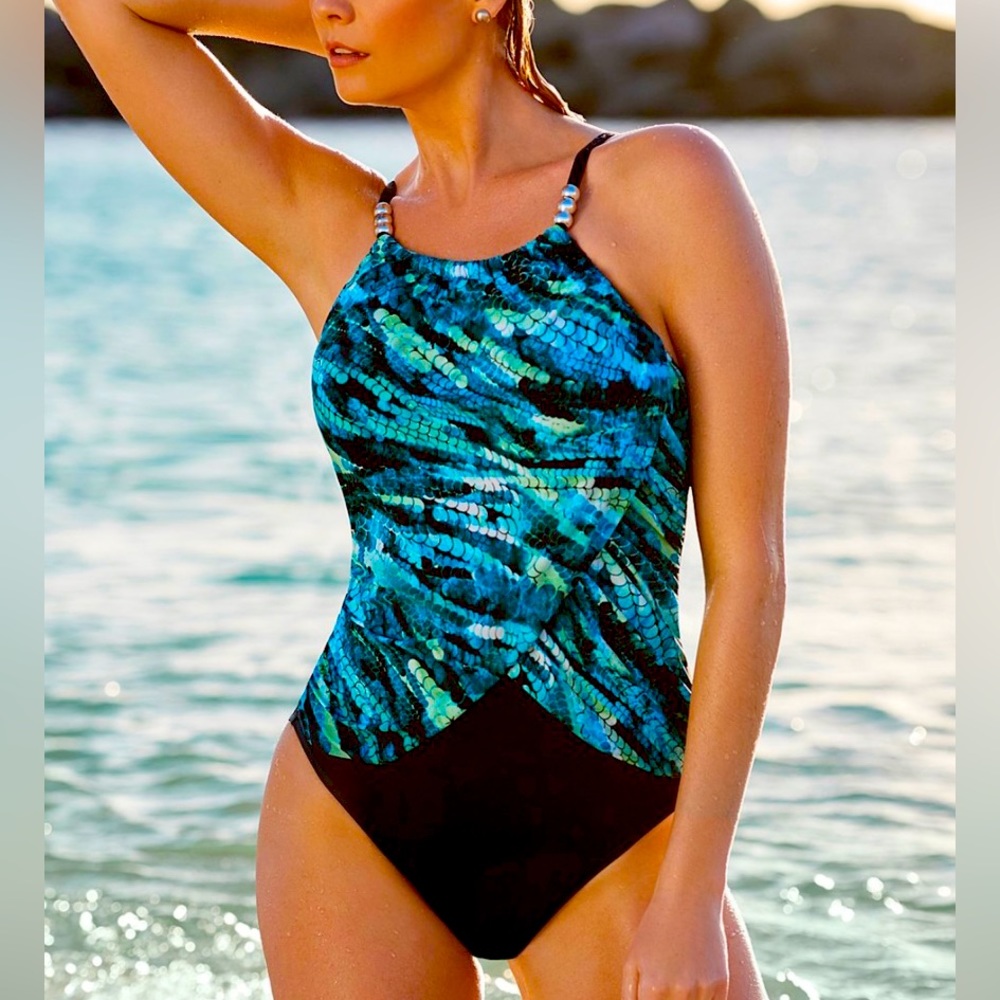 Magicsuit Black and Blue Aquarius Lisa One Piece Size 16
